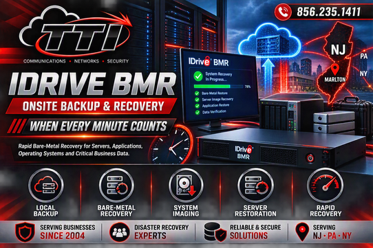 TTI IDrive BMR onsite backup and recovery appliance with local backup, bare-metal recovery, and system imaging