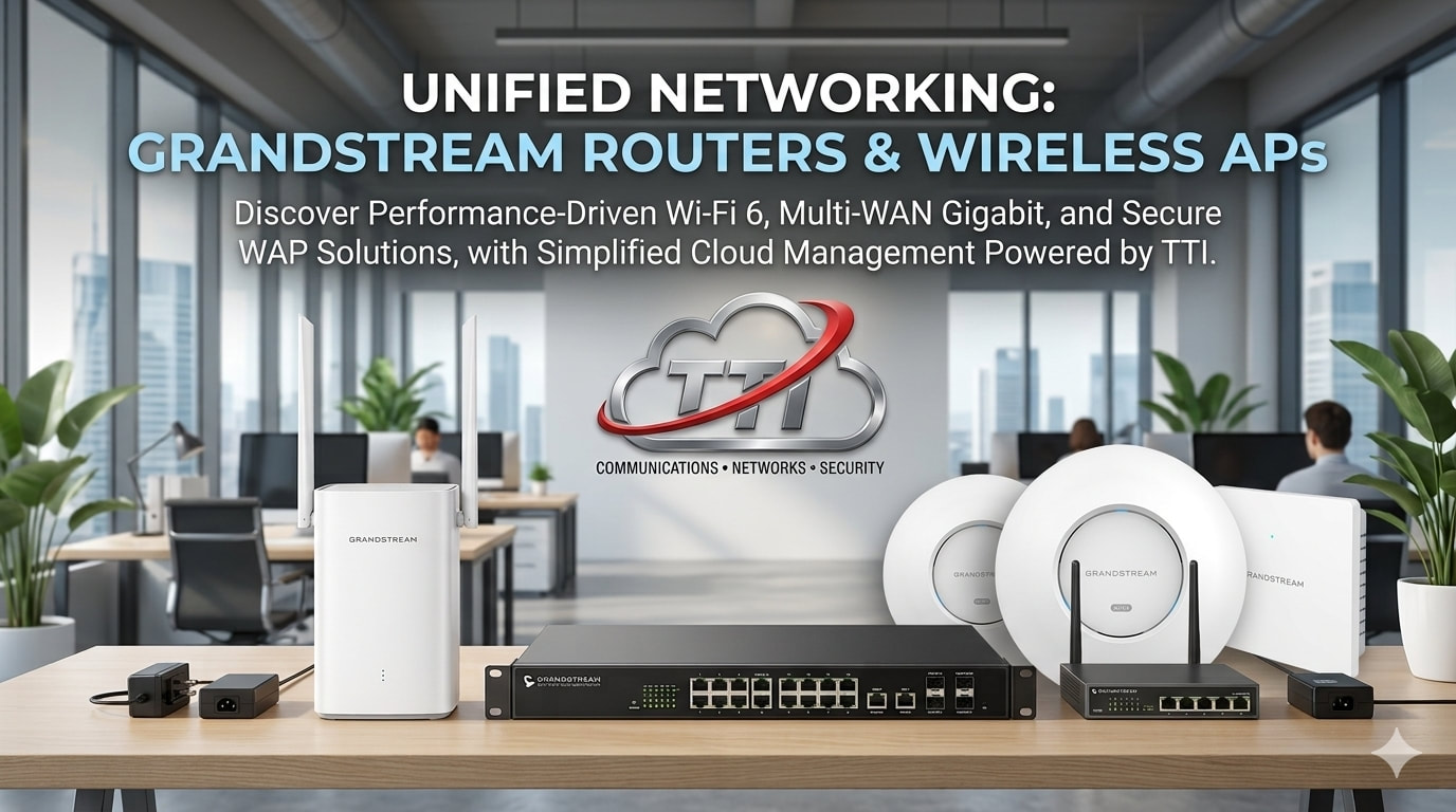 TTI Communications Grandstream business routers delivering secure networking, VPN connectivity, advanced traffic management, and reliable enterprise internet access