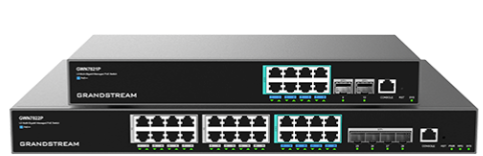 Wide Grandstream Layer 2 and Layer 3 managed network switch hero banner featuring the TTI corporate logo.