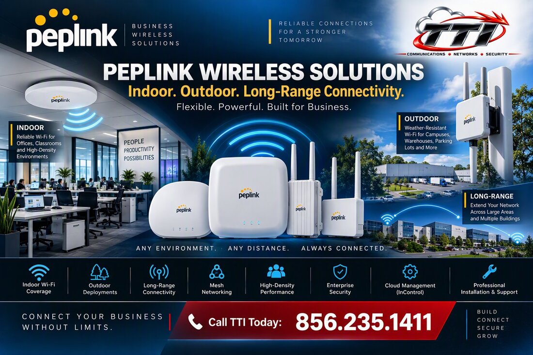 Peplink indoor, outdoor, and long-range wireless access points installed by TTI