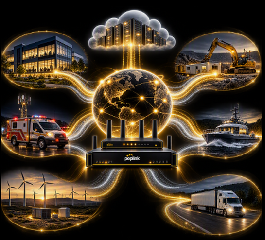 Peplink SpeedFusion providing reliable connectivity for remote sites, mobile operations, branch offices, and mission-critical business networks