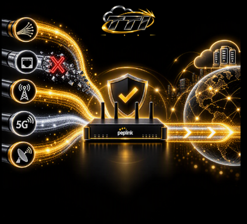 Peplink SpeedFusion Hot Failover maintaining uninterrupted connectivity across multiple WAN connections during an internet outage