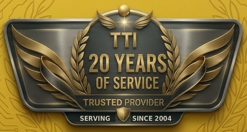 TTI 20 years of service badge, trusted business phone and IT provider serving NJ, PA and NY since 2004