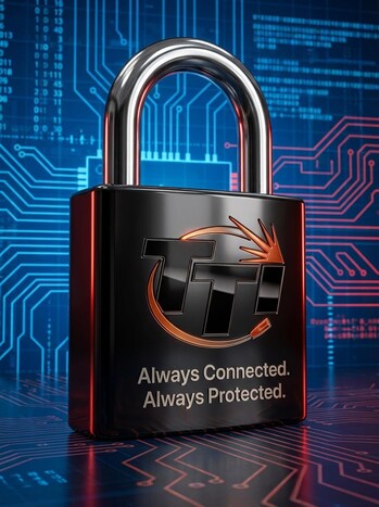 TTI padlock graphic representing cybersecurity protection for Marlton, NJ businesses