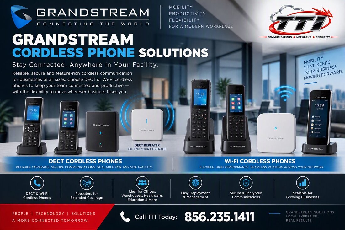 Grandstream DECT and Wi-Fi cordless phones from TTI, with a DECT repeater for extended coverage