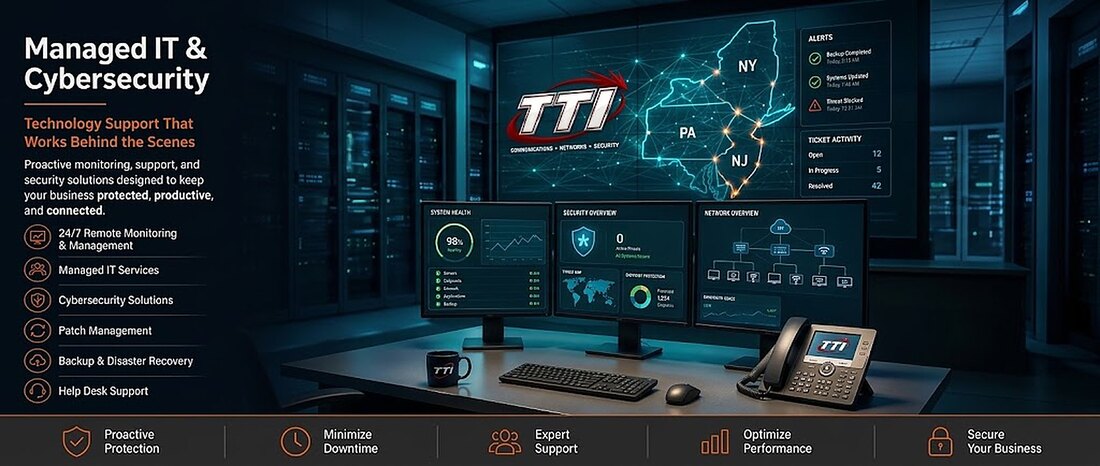 TTI managed IT and cybersecurity services with 24/7 remote monitoring, help desk support and backup for businesses in NJ, PA and NY